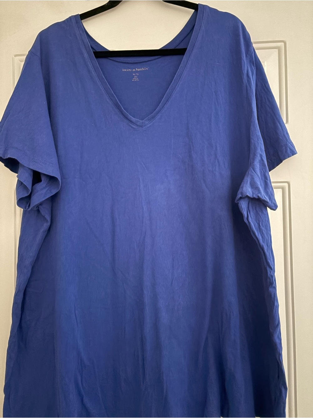 Woman Within Short-Sleeve V-Neck Tee in Blue
